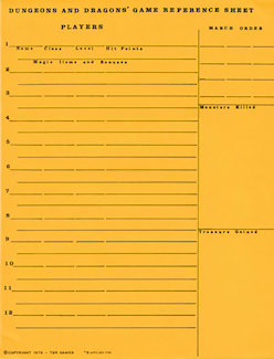 Game Reference Sheets